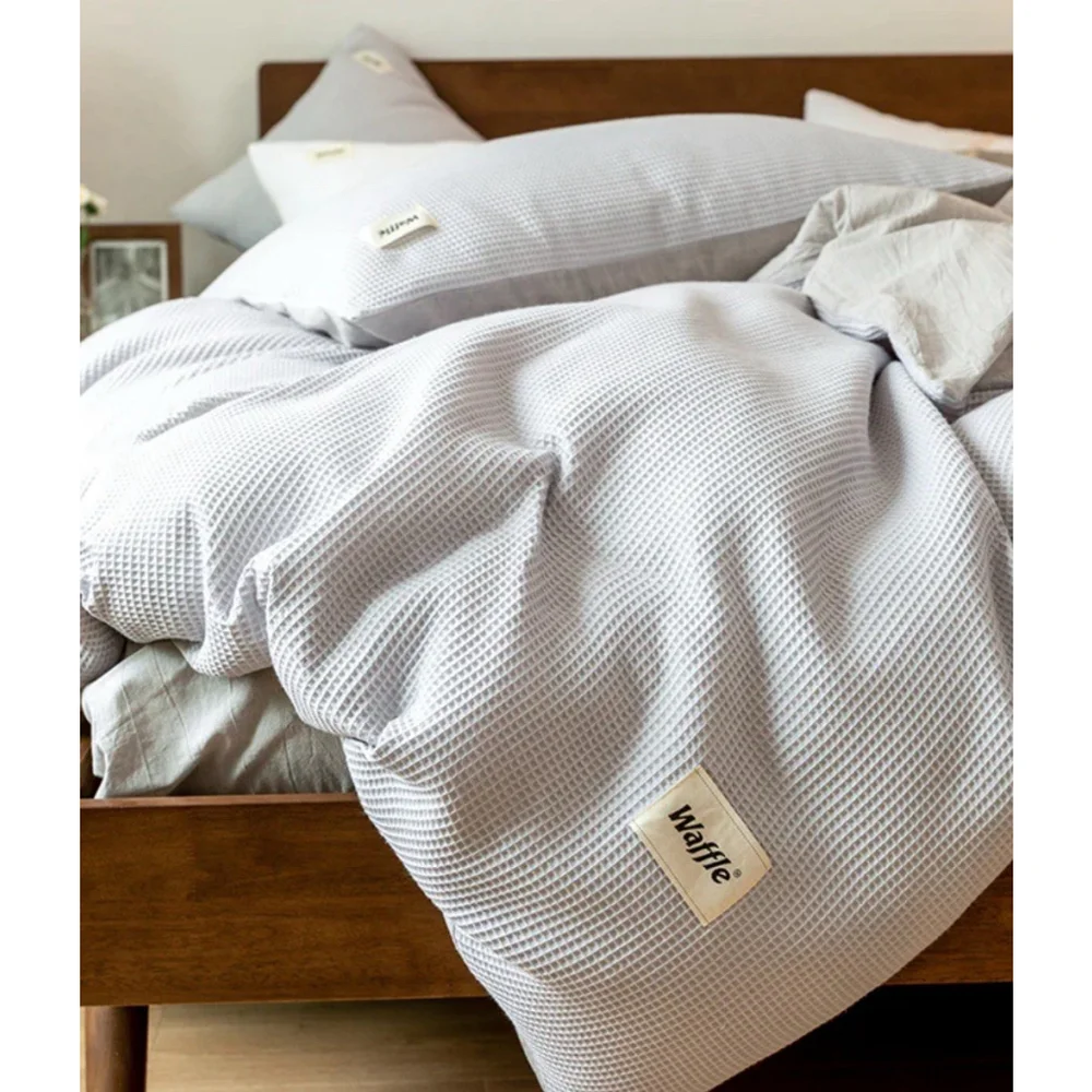 LULLABUY Classic Waffle Lyocell Cotton King Size Bedding Set 100% Cotton